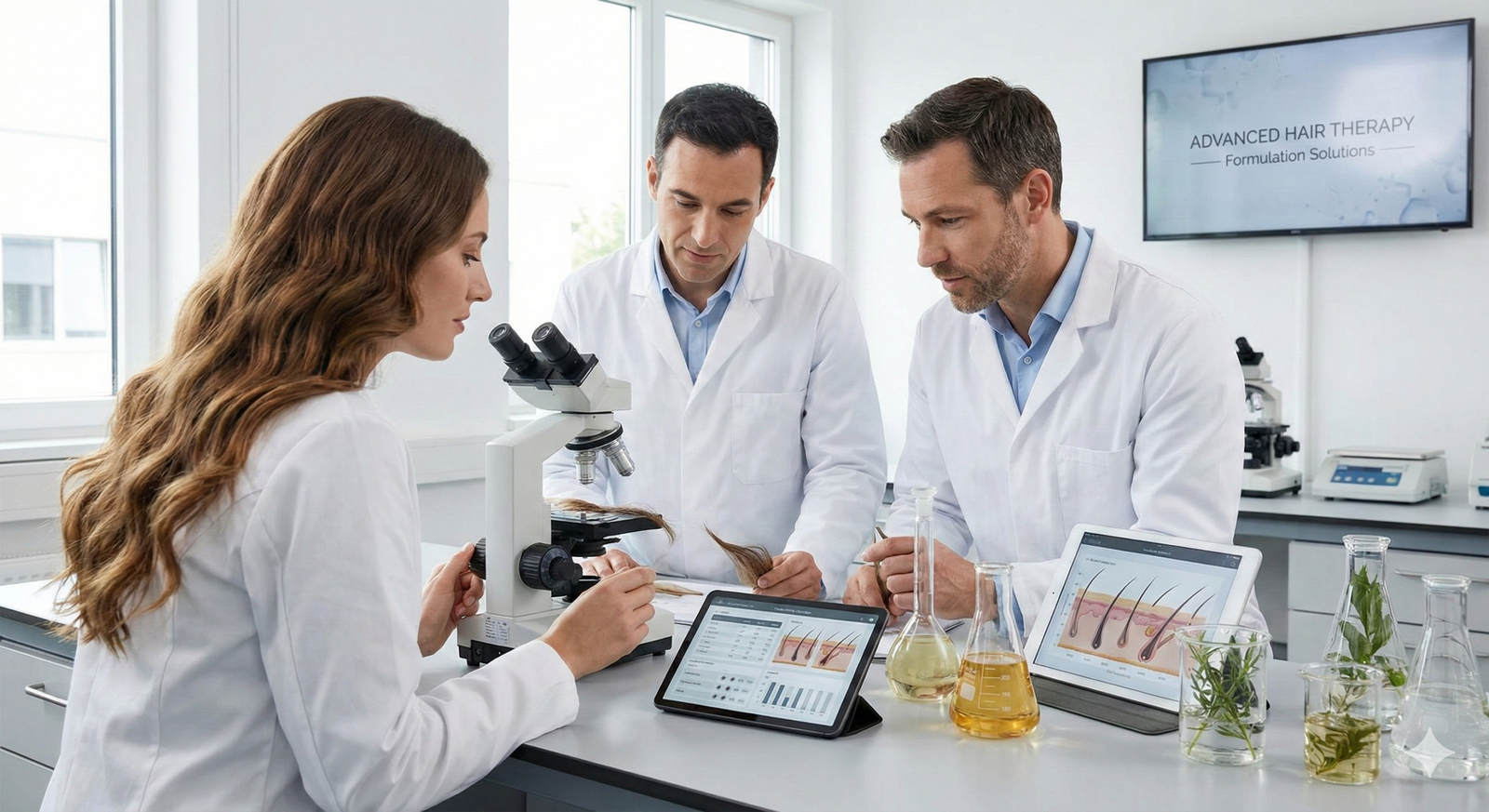 Home page Silicone fluid effect on hair strands showing high gloss and smoothness